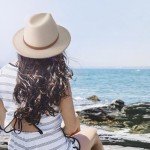 Cream Wide Brim Felt Fedora Hat with Belt