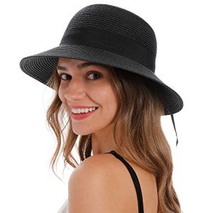Wide Brim Black Sun Hat for Women