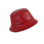 Retro Leather Bucket Hat for Women - Red