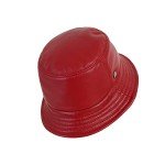 Retro Leather Bucket Hat for Women - Red