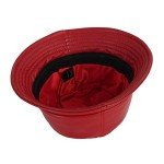 Retro Leather Bucket Hat for Women - Red