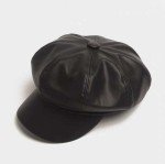 Stylish Leather Baker Boy Cap for Women