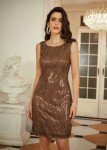 Grace Karin Brown Sequin Dress with Shrug