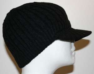 Women's Black Knit Ski Visor Cap
