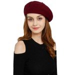 Stylish Wine Wool Beret Hat for Women