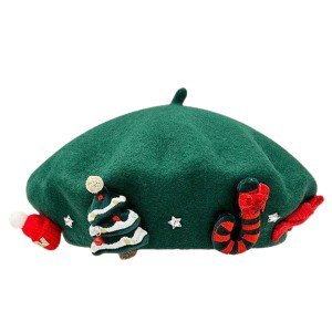 Red Wool Beret Hat for Winter Parties