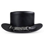 Shapeable Black Genuine Leather Women's Top Hat