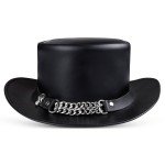 Shapeable Black Genuine Leather Women's Top Hat