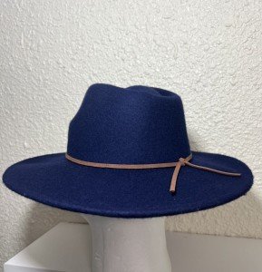 Royal Blue Women's Wool Flat Brim Sun Hat
