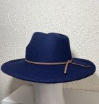 Royal Blue Women's Wool Flat Brim Sun Hat