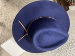 Royal Blue Women's Wool Flat Brim Sun Hat