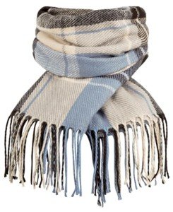 Loritta Women's Long Plaid Shawl Scarf - Khaki Blue