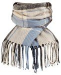 Loritta Women's Long Plaid Shawl Scarf - Khaki Blue