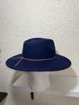 Royal Blue Women's Wool Flat Brim Sun Hat