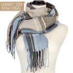 Loritta Women's Long Plaid Shawl Scarf - Khaki Blue
