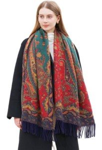 Vintage Paisley Cashmere Scarf Wrap for Women