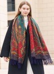 Vintage Paisley Cashmere Scarf Wrap for Women