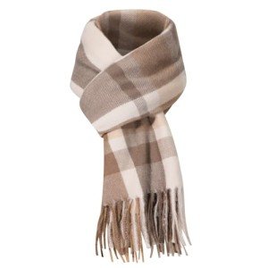 Beige Cashmere Feel Plaid Scarf for Women