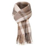 Beige Cashmere Feel Plaid Scarf for Women