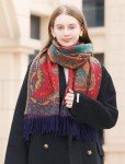 Vintage Paisley Cashmere Scarf Wrap for Women