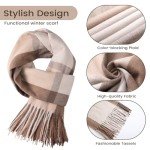 Beige Cashmere Feel Plaid Scarf for Women