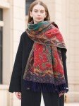 Vintage Paisley Cashmere Scarf Wrap for Women