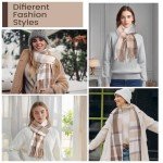 Beige Cashmere Feel Plaid Scarf for Women