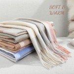 Beige Cashmere Feel Plaid Scarf for Women