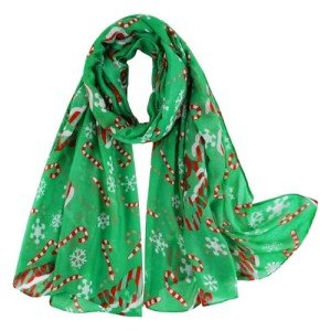 E-Clover Women's Lightweight Candy Cane Christmas Scarf