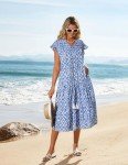 Floral Tiered Midi Dress with Pockets for Women