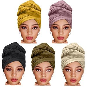 5-Pack Women’s Stretch Turban Headwraps and Scarves