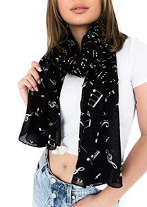 Black Musical Notes Soft Scarf for Women