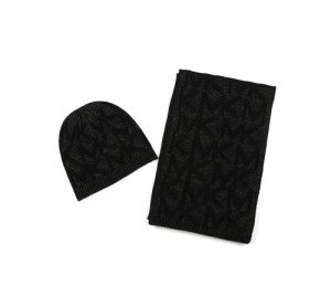 Michael Kors Women's Stylish Metallic Beanie & Scarf Set