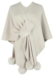 Cozy Faux Fur Cape Shawl for Women