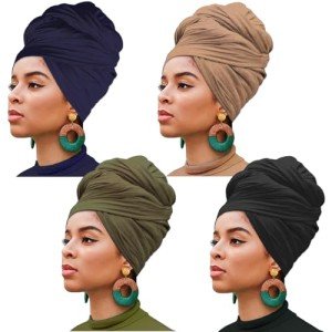 4-Piece African Head Wrap Set for Women