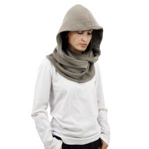 Dark Gray Hooded Pullover Scarf for Women
