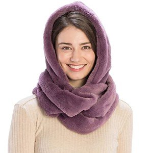 Women's Soft Faux Fur Hooded Infinity Scarf