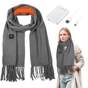 Heated Women’s Scarf with Rechargeable Battery - Grey
