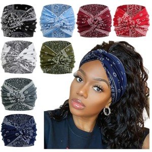 Boho Paisley Wide Bandana Headbands for Women