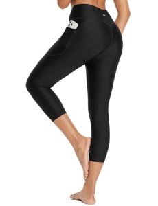 BALEAF Women's High Waisted Swim Capris with Pockets