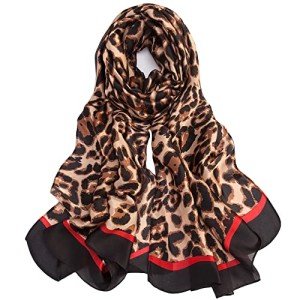 Leopard Print Silk Feel Large Headscarf Wrap