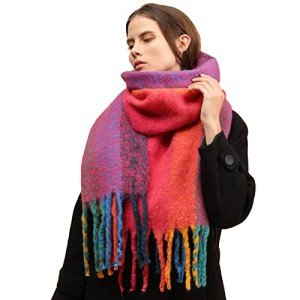 Colorful Thick Rainbow Cashmere Feel Scarf