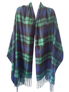 Green Tartan Plaid Oversized Cashmere Feel Shawl