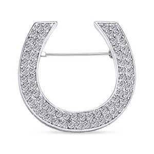 Western Equestrian CZ Horseshoe Brooch Pin for Women