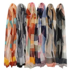 6-Pack Lightweight Floral Chiffon Scarves for Women