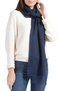 Navy 100% Pure Cashmere Scarf for Women