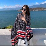 Bohemian Silk Scarf with Tassels for Women