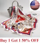 Women's Silk Satin Horse Print Scarf 35"x35