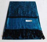 Turquoise and Black Jacquard Paisley Pashmina Shawl