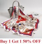 Women's Silk Satin Horse Print Scarf 35"x35